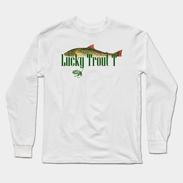 Lucky Brook Trout Fishing T-Shirt by Laughing Gull Tees Long Sleeve T-Shirt by LGull2018